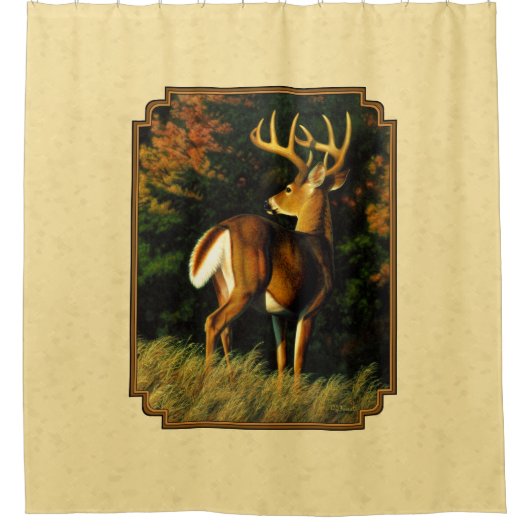 Whitetail Deer Monster Buck Yellow Duschvorhang (Vorderseite)