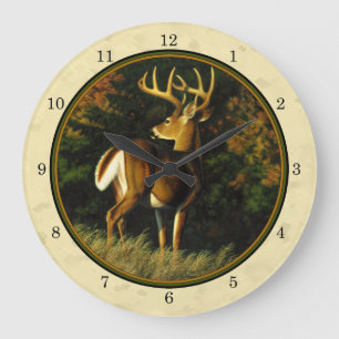 Whitetail Deer Monster Buck Yellow Große Wanduhr