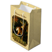 Whitetail Deer Monster Buck Yellow Mittlere Geschenktüte (Vorderseite Schrägansicht)