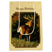 Whitetail Deer Monster Buck Yellow Mittlere Geschenktüte (Rückseite)