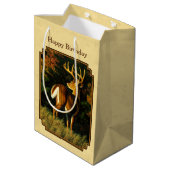 Whitetail Deer Monster Buck Yellow Mittlere Geschenktüte (Rückseite Schrägansicht)