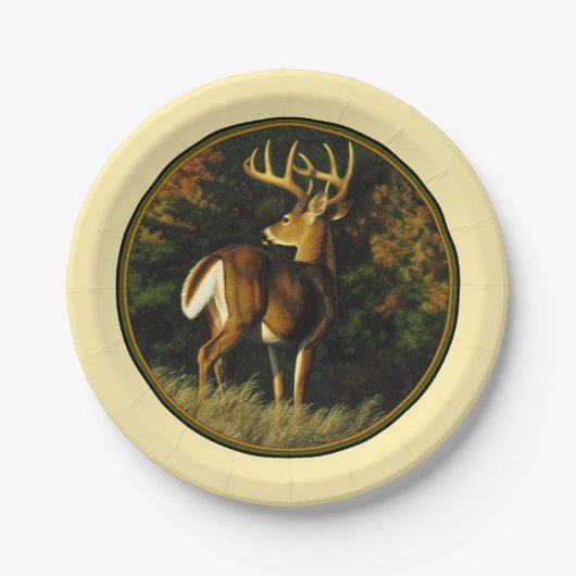 Whitetail Deer Monster Buck Yellow Pappteller (Vorderseite)
