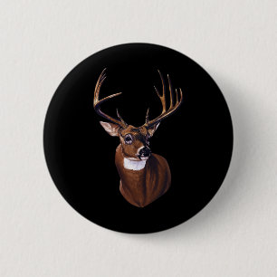 Whitetail Deer Portrait Antlers Wildlife Animal Button