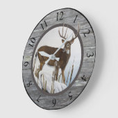 Whitetail Deer Rustic Design Große Wanduhr (Winkel)