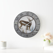 Whitetail Deer Rustic Design Große Wanduhr (Zuhause)