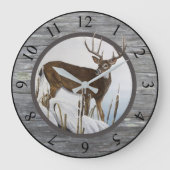 Whitetail Deer Rustic Design Große Wanduhr (Vorderseite)