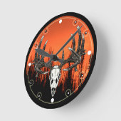 Whitetail deer skull 6 runde wanduhr (Winkel)