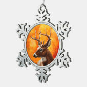 Whitetail Deer Trophy Buck Head Schneeflocken Zinn-Ornament (Rechts)