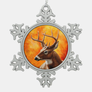Whitetail Deer Trophy Buck Head Schneeflocken Zinn-Ornament