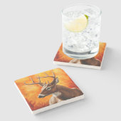 Whitetail Deer Trophy Buck Head Steinuntersetzer (Seitenansicht)