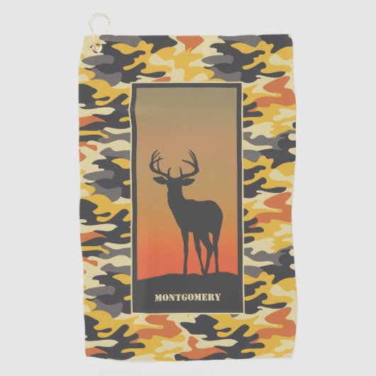 Whitetail Deer und Camouflage Golfhandtuch (Vorderseite)