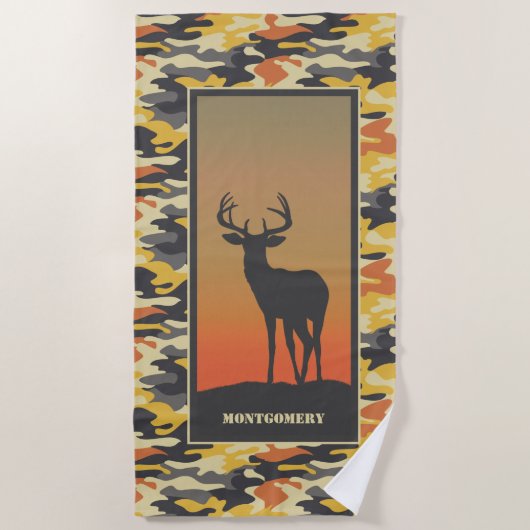 Whitetail Deer und Camouflage Strandtuch (Vorderseite)
