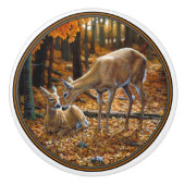 Whitetail Deer und Fawn Autumn Keramikknauf (Vorderseite)