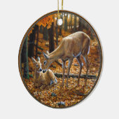 Whitetail Deer und Fawn Autumn Keramikornament (Links)