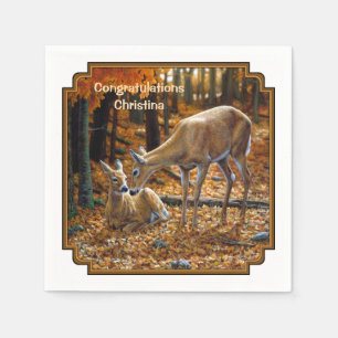Whitetail Deer und Fawn Autumn Serviette