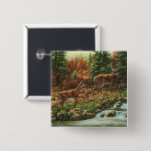 Whitetail Deer und Wasserfall Button (Vorne & Hinten)