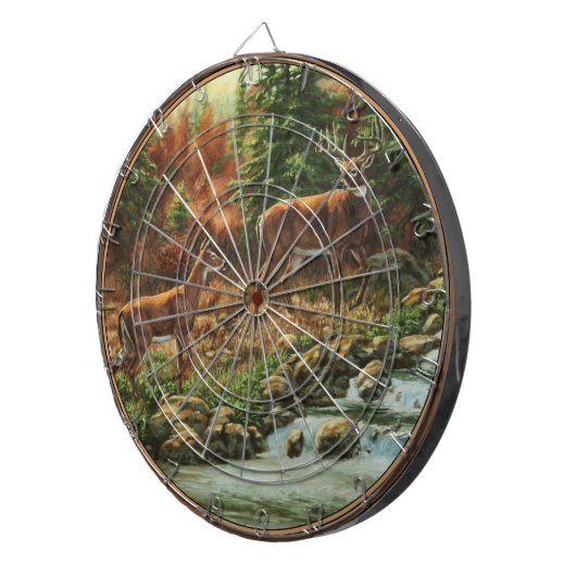 Whitetail Deer und Wasserfall Dartscheibe (Vorderseite rechts)