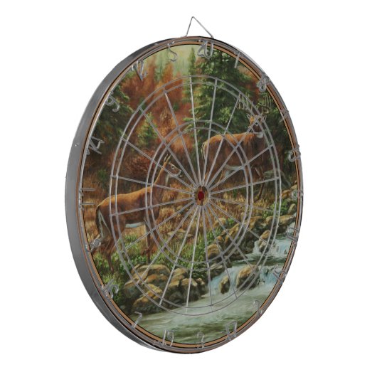 Whitetail Deer und Wasserfall Dartscheibe (Vorderseite Links)