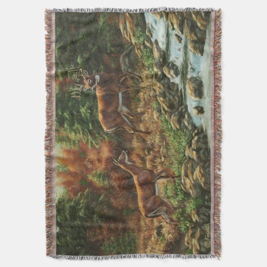 Whitetail Deer und Wasserfall Decke (Vorderseite Vertikal)