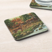 Whitetail Deer und Wasserfall Getränkeuntersetzer (Linke Seite)