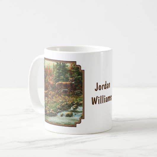 Whitetail Deer und Wasserfall Kaffeetasse (Vorderseite Links)