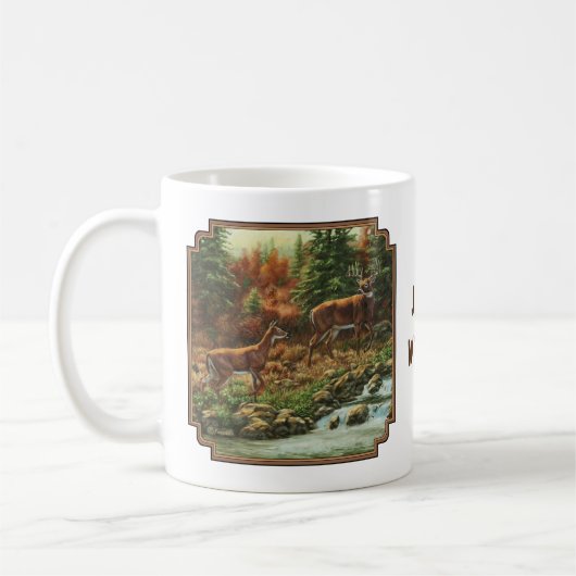 Whitetail Deer und Wasserfall Kaffeetasse (Links)