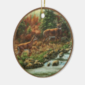 Whitetail Deer und Wasserfall Keramik Ornament (Links)