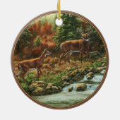 Whitetail Deer und Wasserfall Keramik Ornament (Hinten)