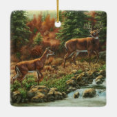 Whitetail Deer und Wasserfall Keramikornament (Rückseite)