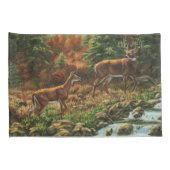 Whitetail Deer und Wasserfall Kissenbezug (Rückseite-Rechts)