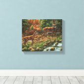 Whitetail Deer und Wasserfall Leinwanddruck (Insitu (Holzboden))