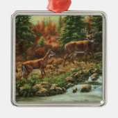Whitetail Deer und Wasserfall Ornament Aus Metall (Vorne)
