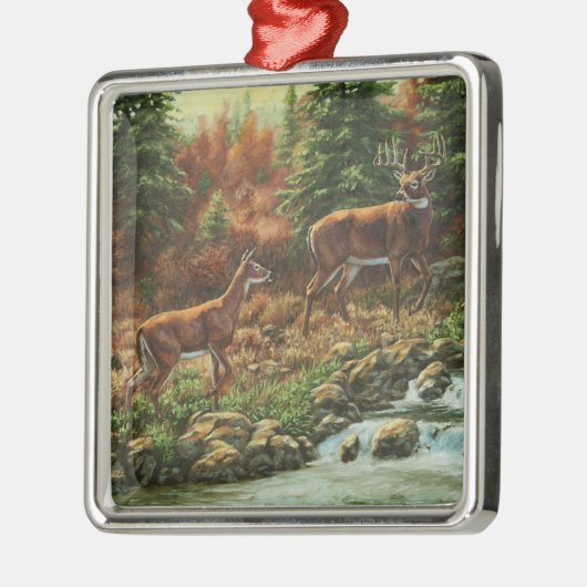 Whitetail Deer und Wasserfall Ornament Aus Metall (Links)