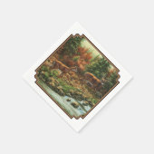 Whitetail Deer und Wasserfall Serviette (Ecke)