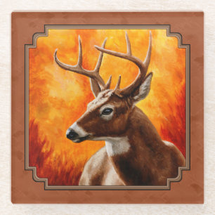 Whitetail Dei Herbst Reddish Brown Glasuntersetzer