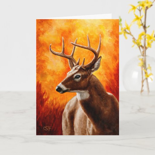 Whitetail Dei Herbst Reddish Brown Karte (Gelbe Blume)