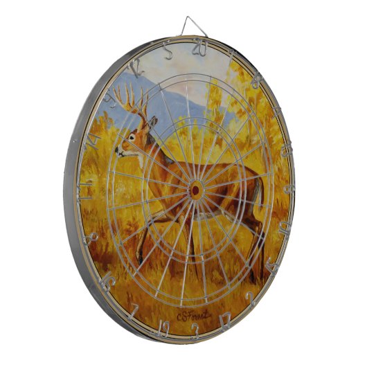 Whitetail Dei im Herbst Aspen Forest Dartscheibe (Vorderseite Links)
