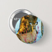 Whitetail Dez im Winter Schnee Wildlife Button (Vorne & Hinten)