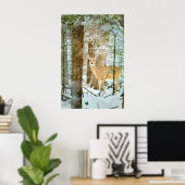Whitetail Dez im Winter Schnee Wildlife Poster (Heimbüro)