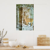 Whitetail Dez im Winter Schnee Wildlife Poster (Küche)