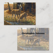 Whitetail Doe and Fawn Drinks aus einem Stream Visitenkarte (Vorne/Hinten)