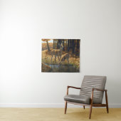 Whitetail Doe and Fawn Drinks aus einem Stream Wandteppich (Beispiel (Horizontal))