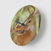Whitetail-Dollar-und Kitz-Abbinden Runde Wanduhr (Winkel)
