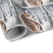 Whitetail Fawn in einem Winterwald Geschenkpapier (Rolleneckpunkt)