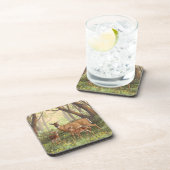 Whitetail Hirsch und Niedliche Zwillingsfaelder im Getränkeuntersetzer (Rechte Seite)