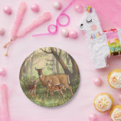 Whitetail Hirsch und Niedliche Zwillingsfaelder im Pappteller (Party)