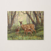 Whitetail Hirsch und Niedliche Zwillingsfaelder im Puzzle (Horizontal)
