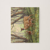 Whitetail Hirsch und Niedliche Zwillingsfaelder im Puzzle (Vertikal)