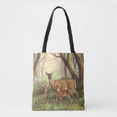 Whitetail Hirsch und Niedliche Zwillingsfaelder im Tasche (Vorderseite)