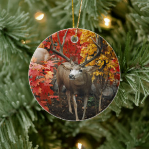 Whitetail im Herbst Keramikornament